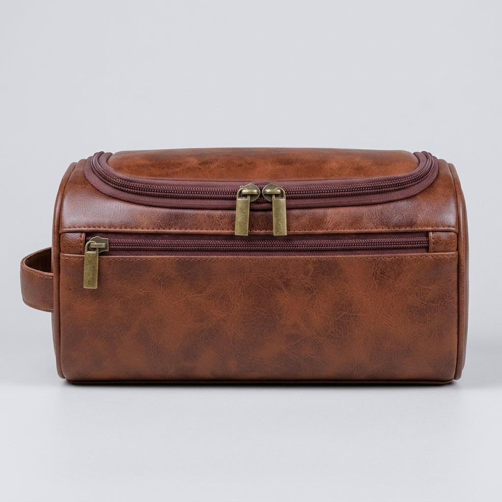 Trousse de toillette En Cuir Compact