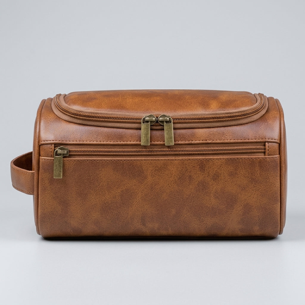 Trousse de toillette En Cuir Compact