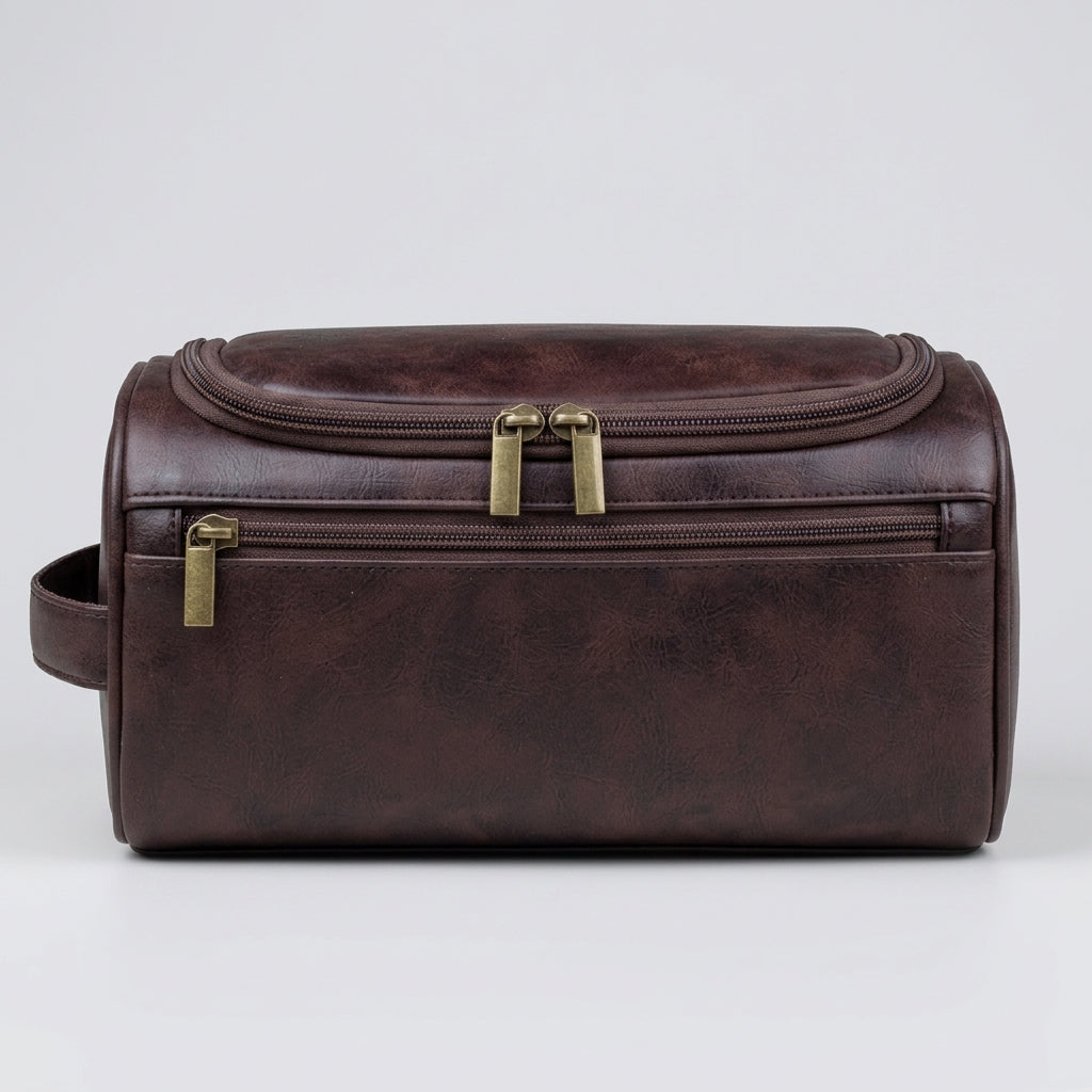 Trousse de toillette En Cuir Compact