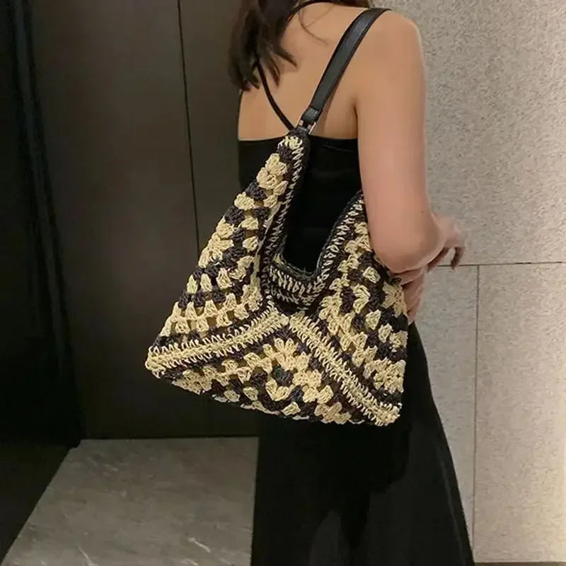 Sac Weekend Paille Noir
