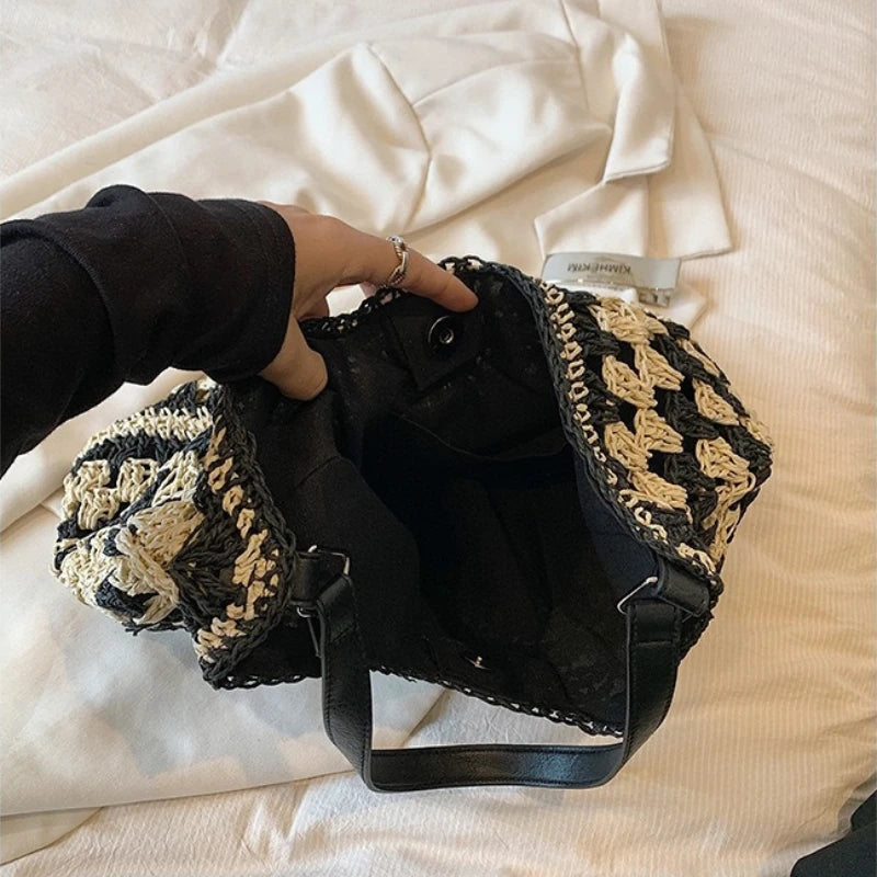 Sac Weekend Paille Noir