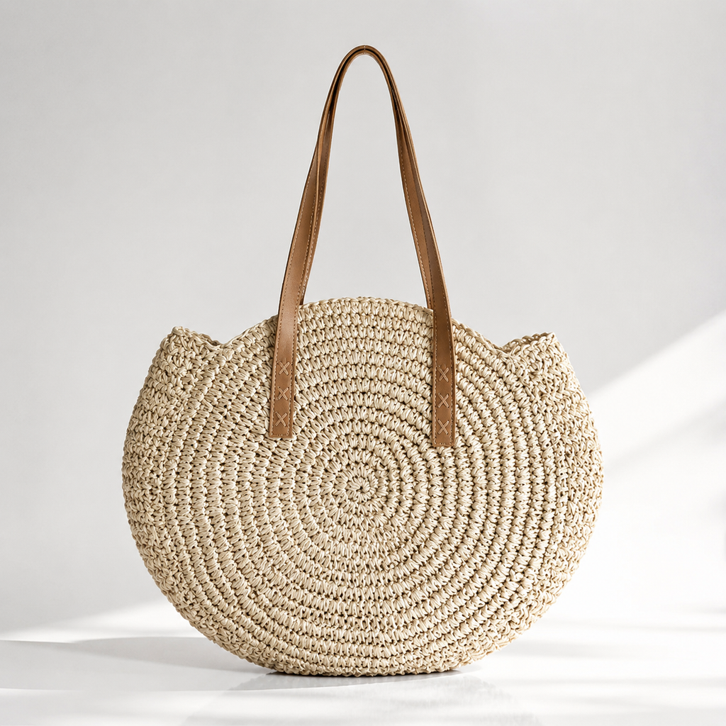 Sac De Plage Rond En Paille